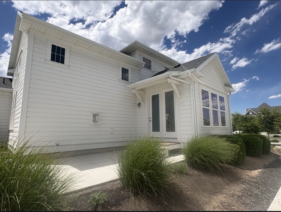 Painted home exterior, rear view